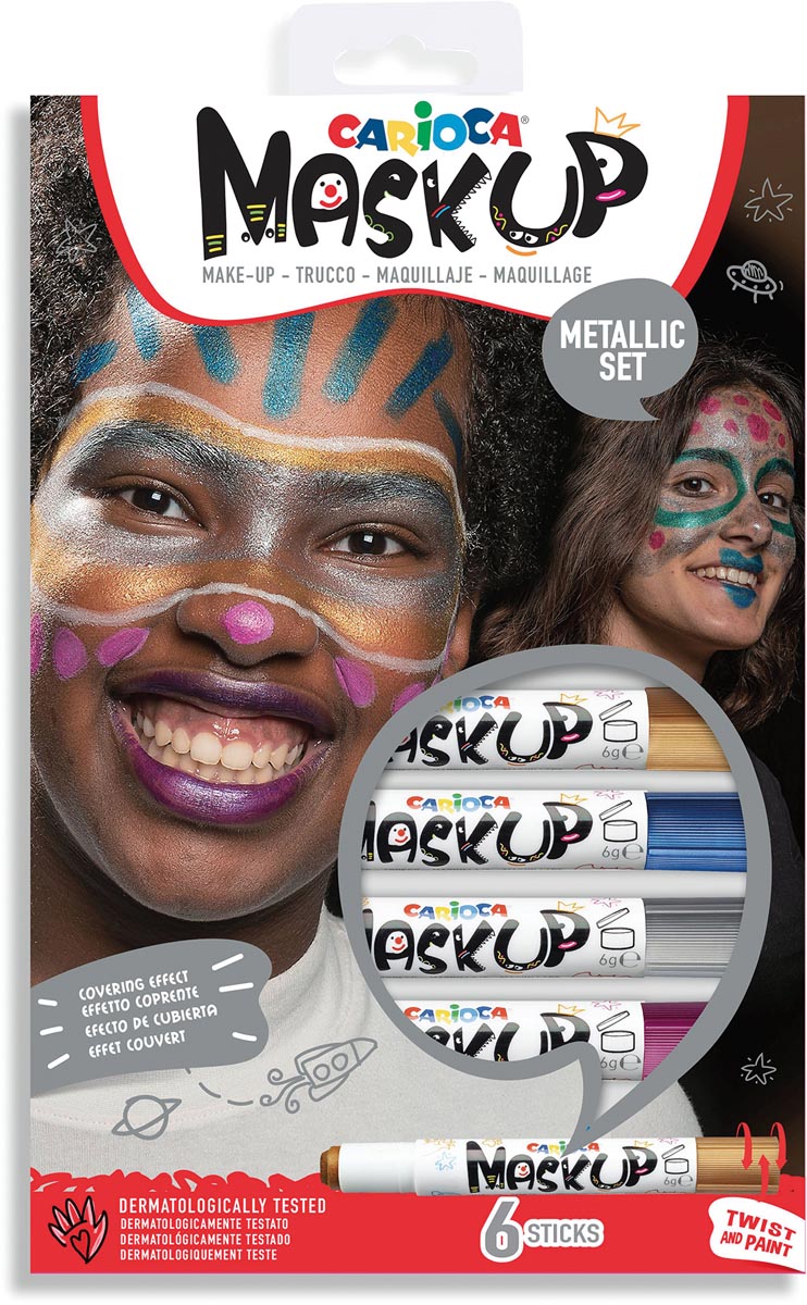 Carioca maquillagestiften Mask Up Metallic, doos met 6 stiften Carioca maquillagestiften Mask Up Metallic, doos met 6 stiften