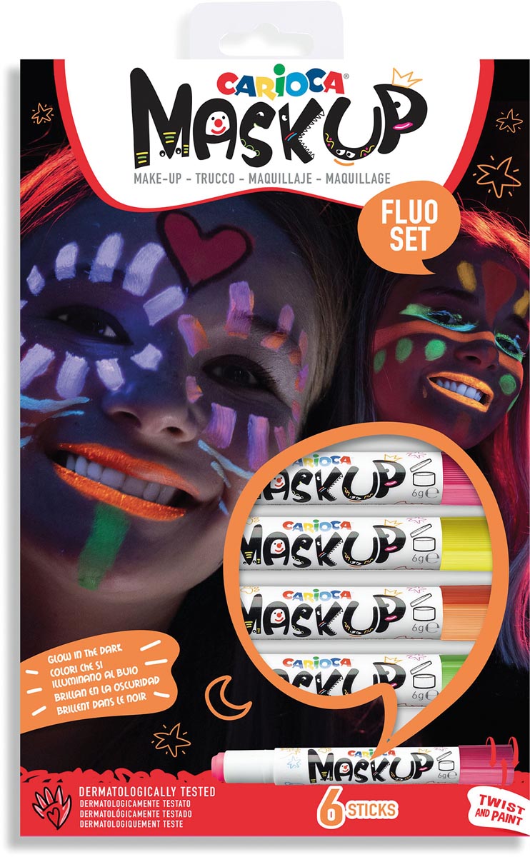 Carioca maquillagestiften Mask Up Neon, doos met 6 stiften Carioca maquillagestiften Mask Up Neon, doos met 6 stiften