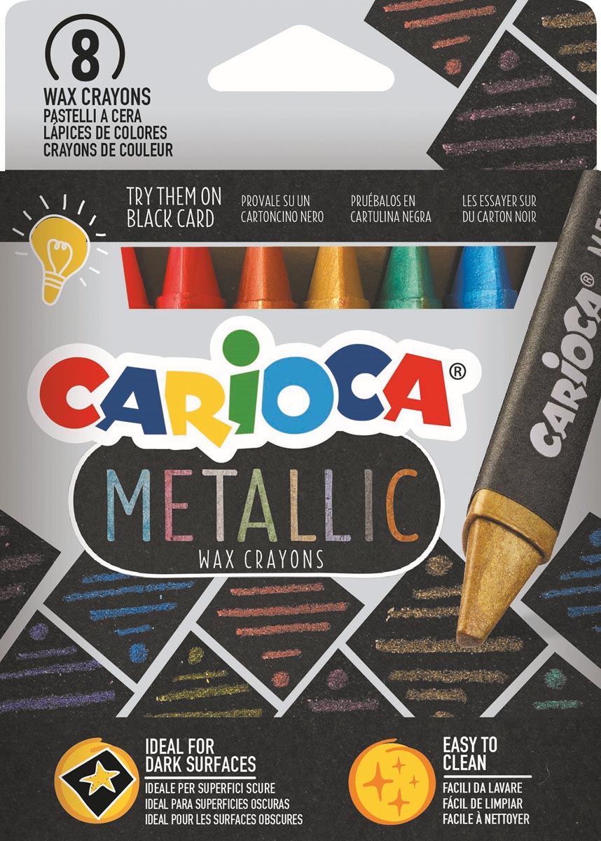 Carioca waskrijt Wax Metallic, kartonnen etui van 8 stuks afbeelding