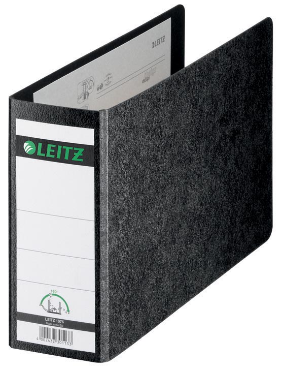 Leitz 180° kartonnen ordner ft A5 dwars, rug van 7,7 cm, zwart afbeelding