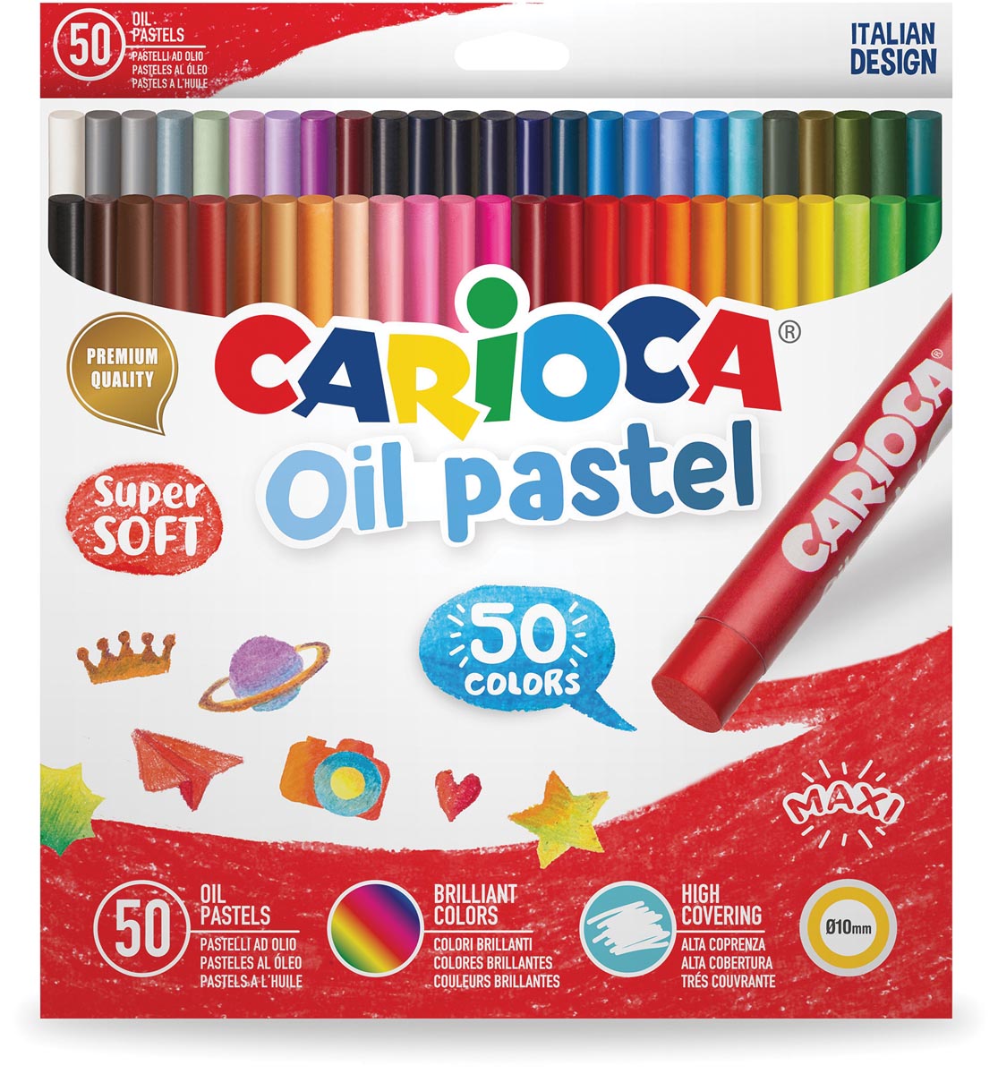 Carioca oliepastels, doos van 50 stuks in geassorteerde kleuren