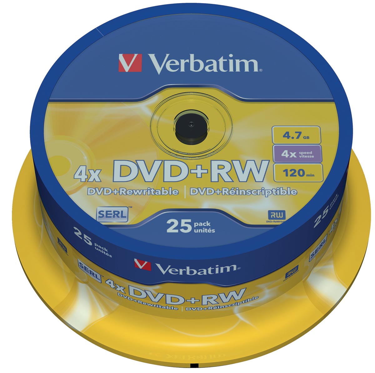 Verbatim DVD rewritable DVD+RW, spindel van 25 stuks