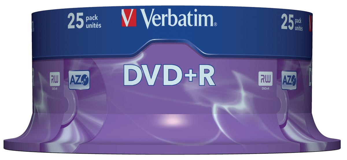 Verbatim DVD recordable DVD+R, spindel van 25 stuks Verbatim DVD recordable DVD+R, spindel van 25 stuks