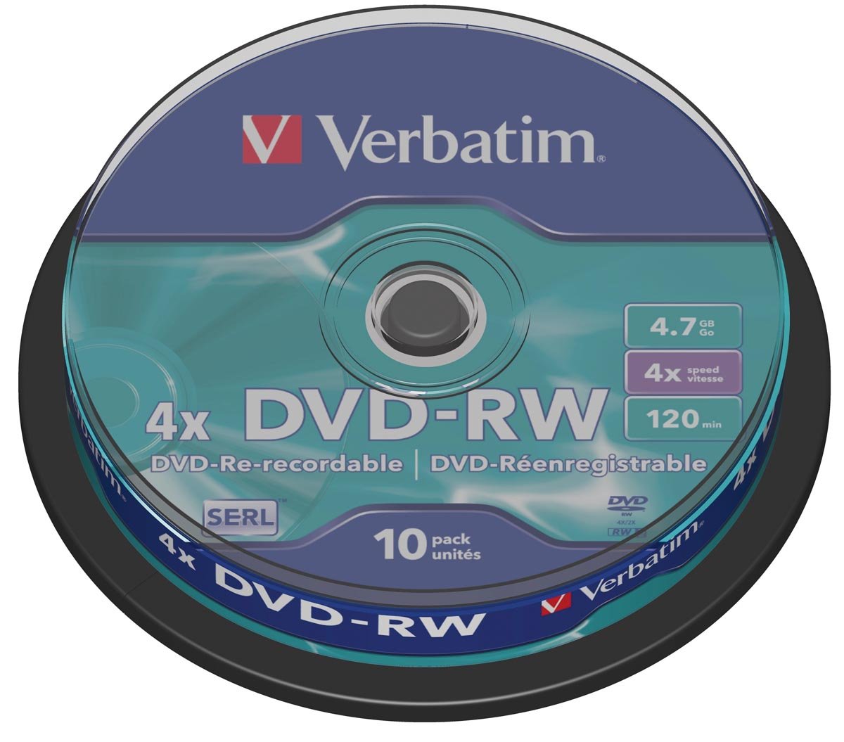 Verbatim DVD rewritable DVD-RW, spindel van 10 stuks afbeelding