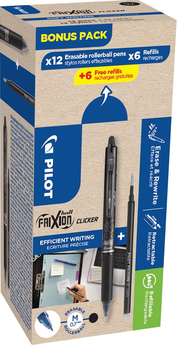 Rollerpen PILOT friXion medium zwart bij Delo