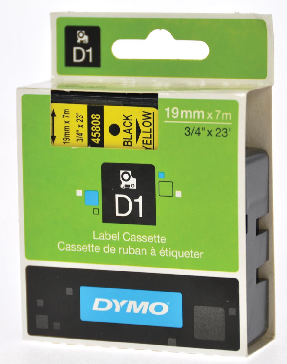 Dymo D1 tape 6 mm, zwart op geel