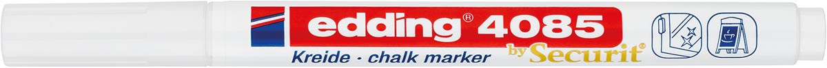 Edding Krijtmarker e-4085, ronde punt van 1 - 2 mm, wit afbeelding