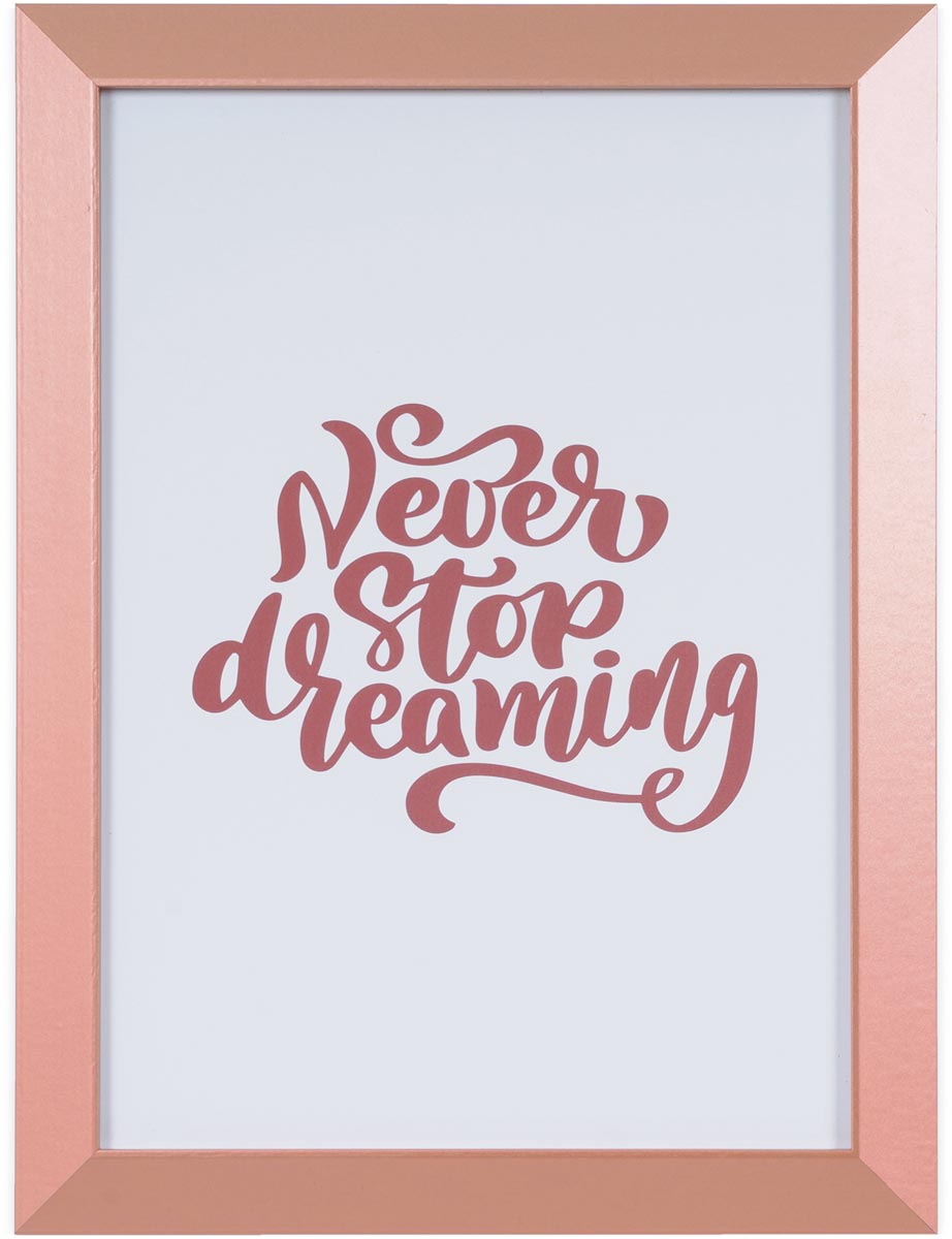 Bi-Office Kamashi whitebord never stop dreaming met koperkleurige omlijsting, ft 60 x 45 cm
