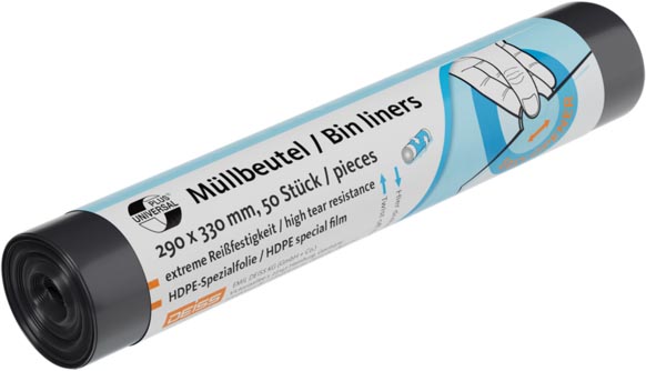 Vuilniszak 6 micron, ft 29 x 33 cm, 4 liter, zwart, rol van 50 stuks