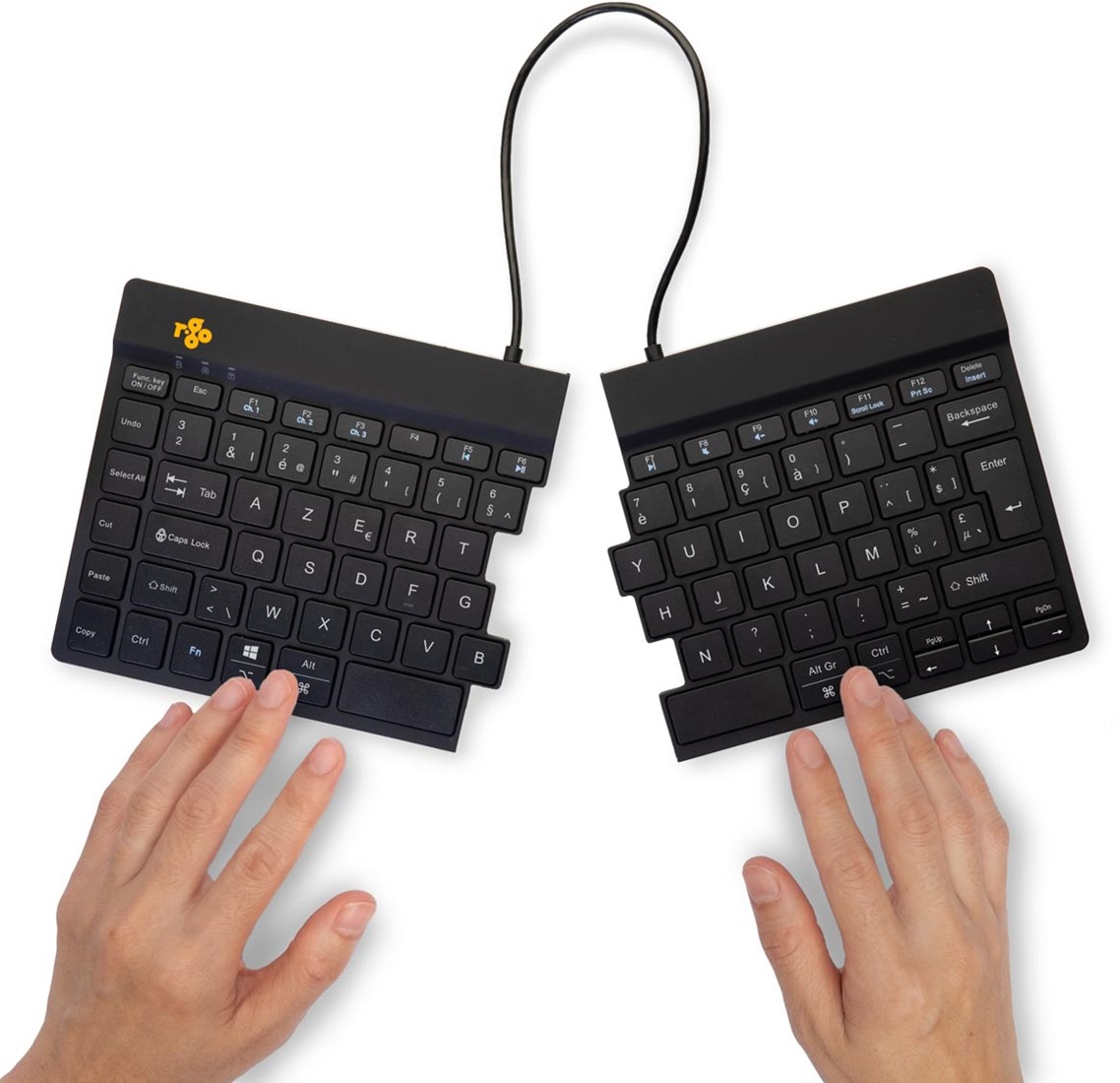 R-Go Split Break clavier ergonomique Bluetooth, azerty, noir bij VindiQ ...