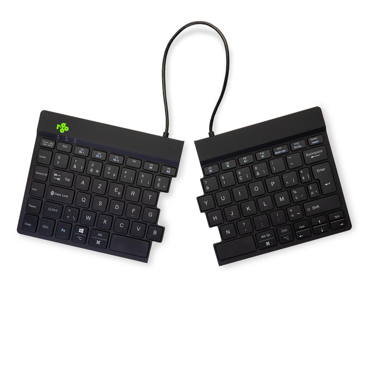 R-Go Split Break ergonomisch Bluetooth toetsenbord, azerty, zwart afbeelding