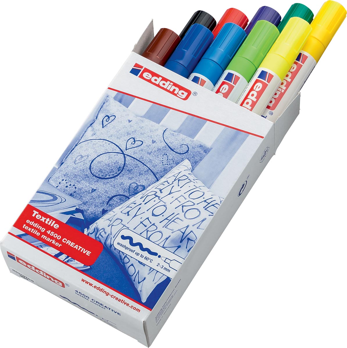 Edding textielstift 4500, set van 10 stuks in geassorteerde basiskleuren afbeelding