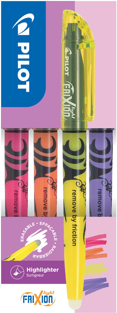 Pilot FriXion Light markeerstift, doos van 4 stuks: roze, oranje, geel, violet afbeelding
