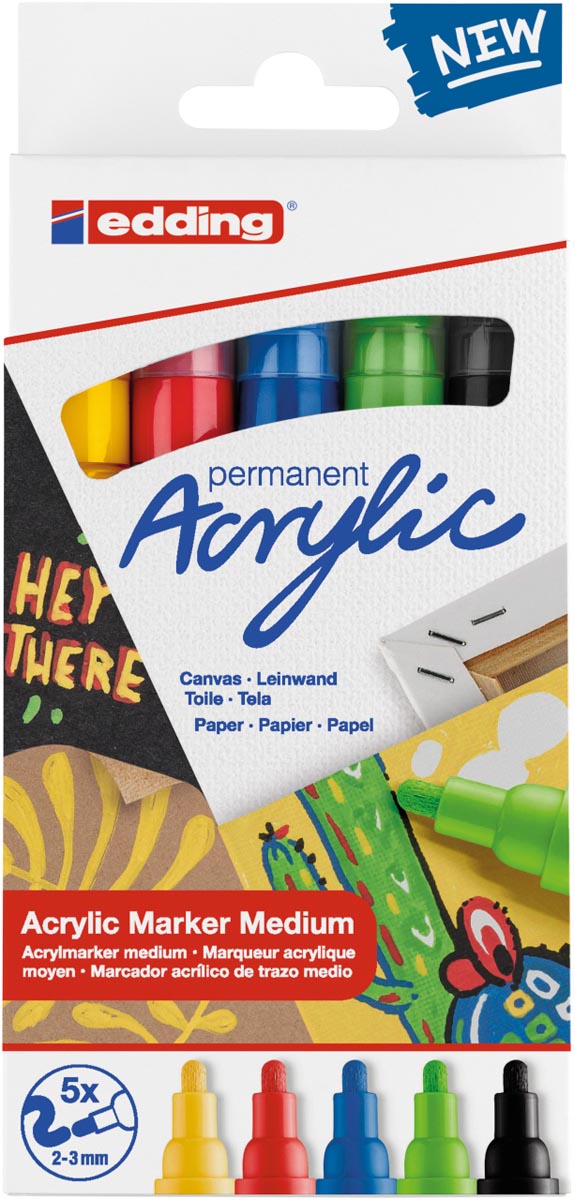 Edding Acrylic marker breed, assortiment set van 5 stuks, abstract