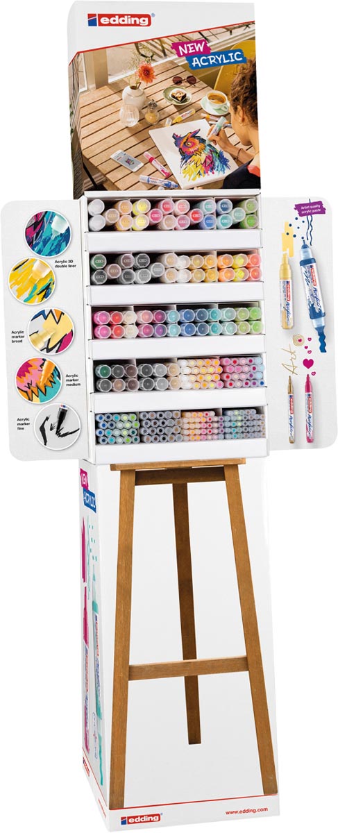 Edding e- 5000-5100-5300-5400 Acrylic vloerdisplay van 224 assorti