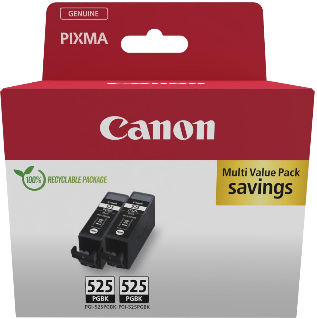 Canon inktcartridge PGI-525PGBK, 311 pagina&apos;s, OEM 4529B017, zwart, pak van 2 stuks afbeelding
