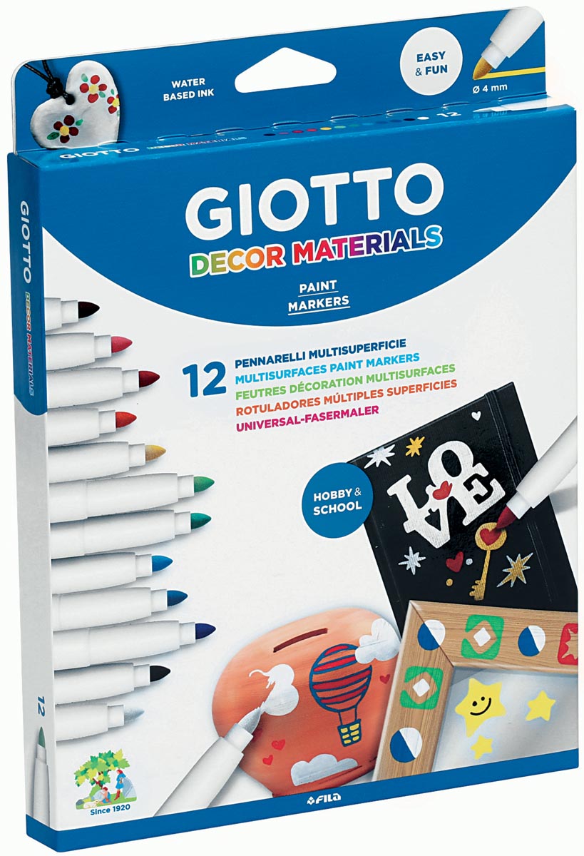Giotto Decor Materials Viltstiften Kartonnen Etui Met 12 Stuks In Geassorteerde Kleuren huismerk kopen in de aanbieding Giotto Decor Materials Viltstiften Kartonnen Etui Met 12 Stuks In Geassorteerde Kleuren huismerk kopen in de aanbieding