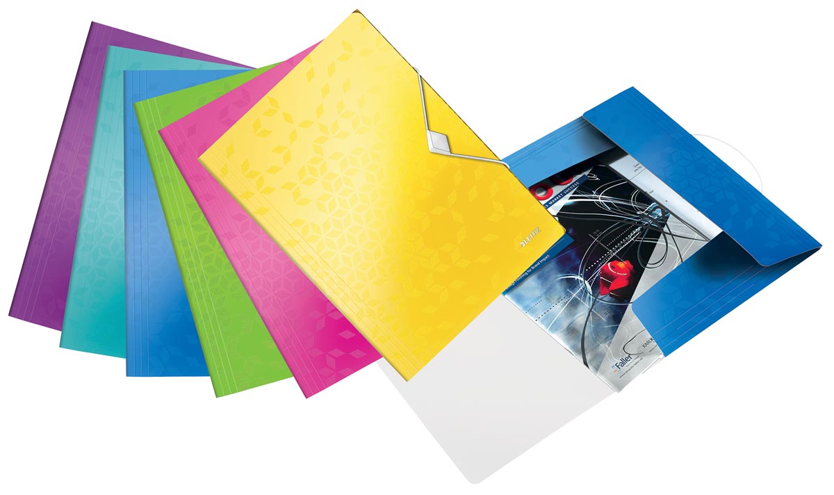 Leitz WOW elastomap met 3 kleppen, uit PP, ft A4, geassorteerde kleuren