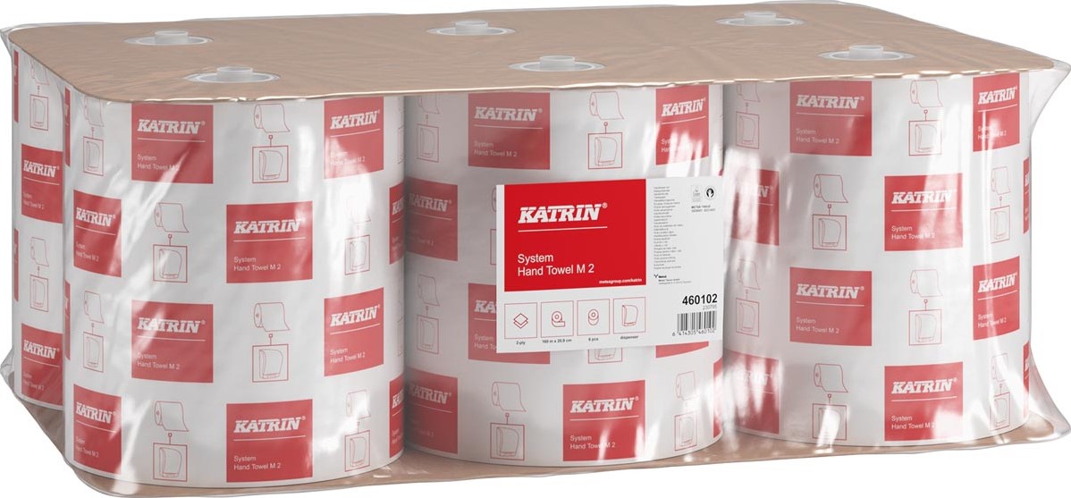 Katrin essuie-mains, 2 plis, 160 m, paquet de 6 rouleaux bij VindiQ Office