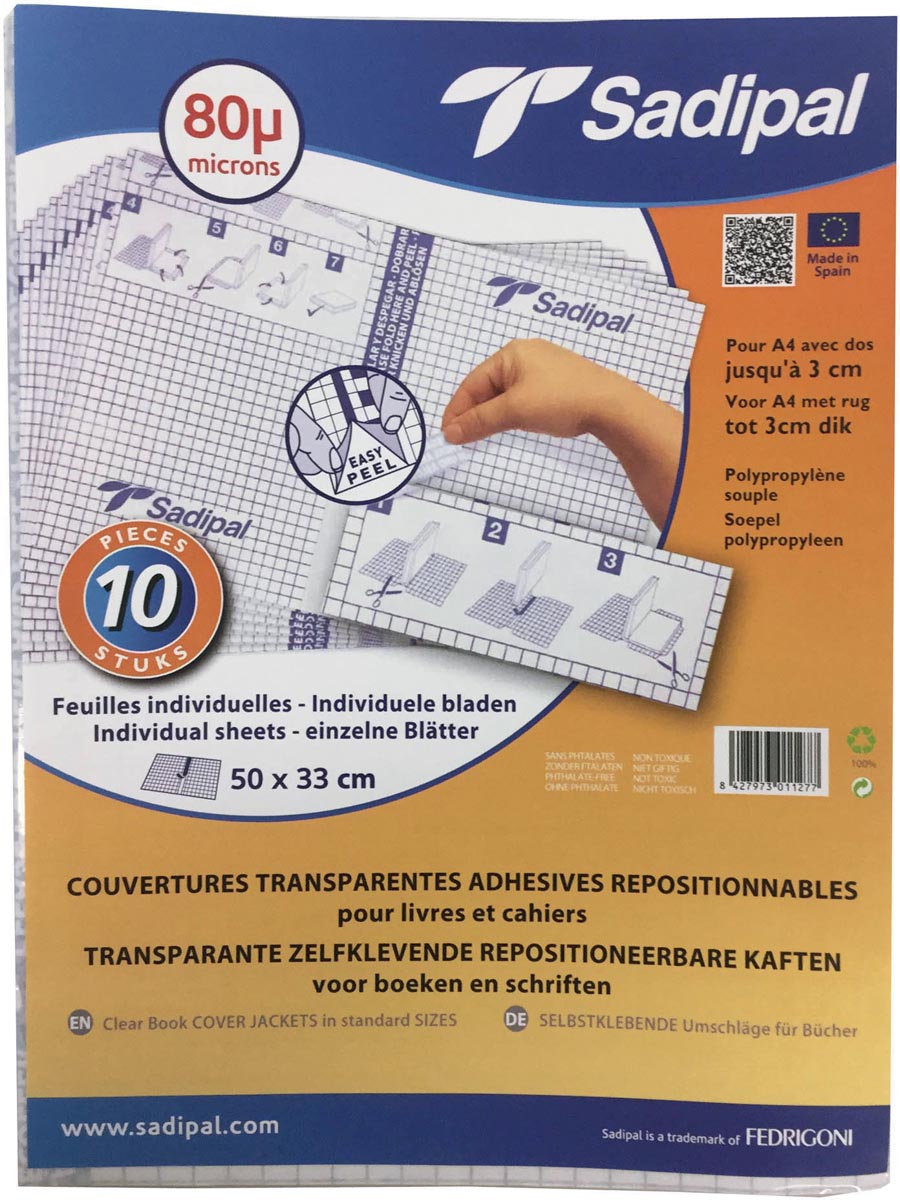 Sadipal zelfklevende, repositioneerbare plastic met individuele bladen, ft 50 x 33 cm (80 micron)