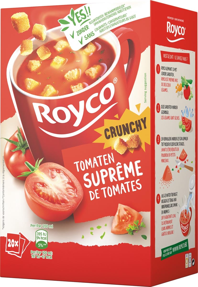 Royco Minute Soup tomatensuprême met croutons, pak van 20 zakjes afbeelding