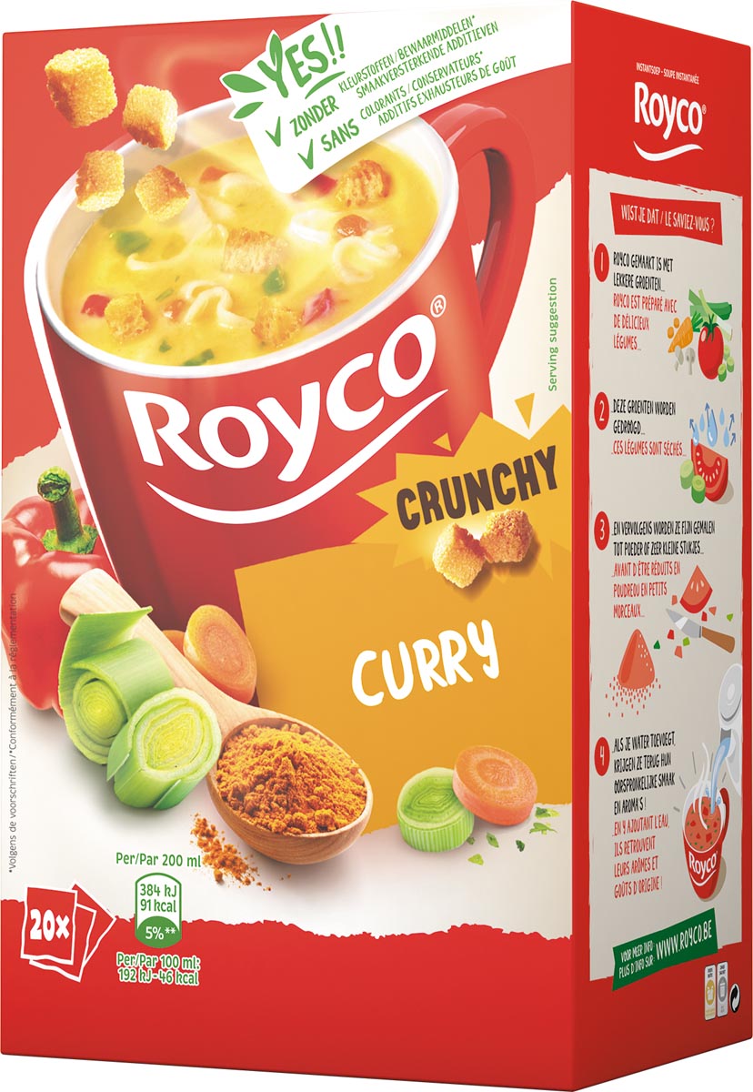 Royco Minute Soup curry met croutons, pak van 20 zakjes afbeelding