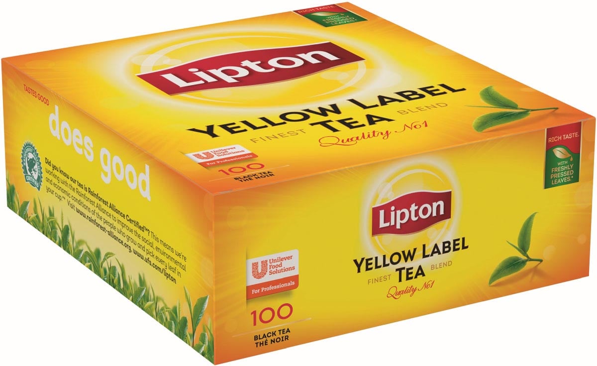 Lipton thee Feel Good Selection, Yellow label, doos van 100 zakjes