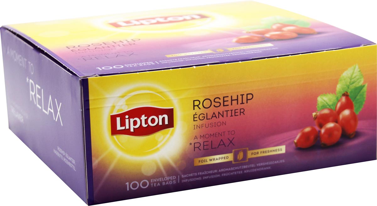 Lipton thee, Rozebottel, Infusion, doos van 100 zakjes afbeelding