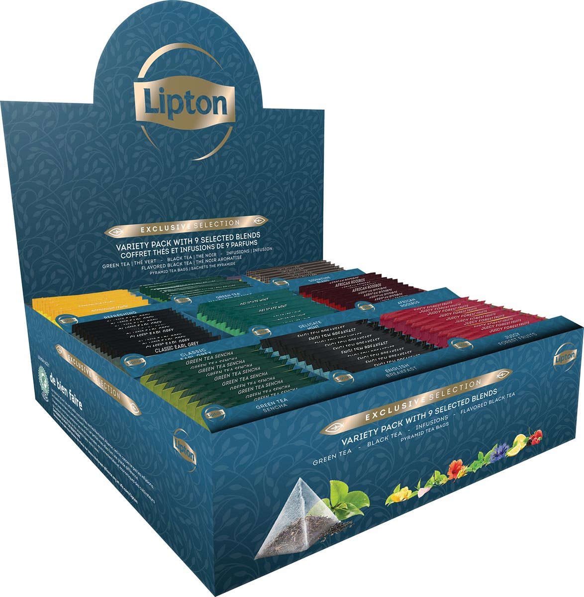 Lipton thee assortiment Exclusive Selection, 9 smaken, display van 108 zakjes Lipton thee assortiment Exclusive Selection, 9 smaken, display van 108 zakjes