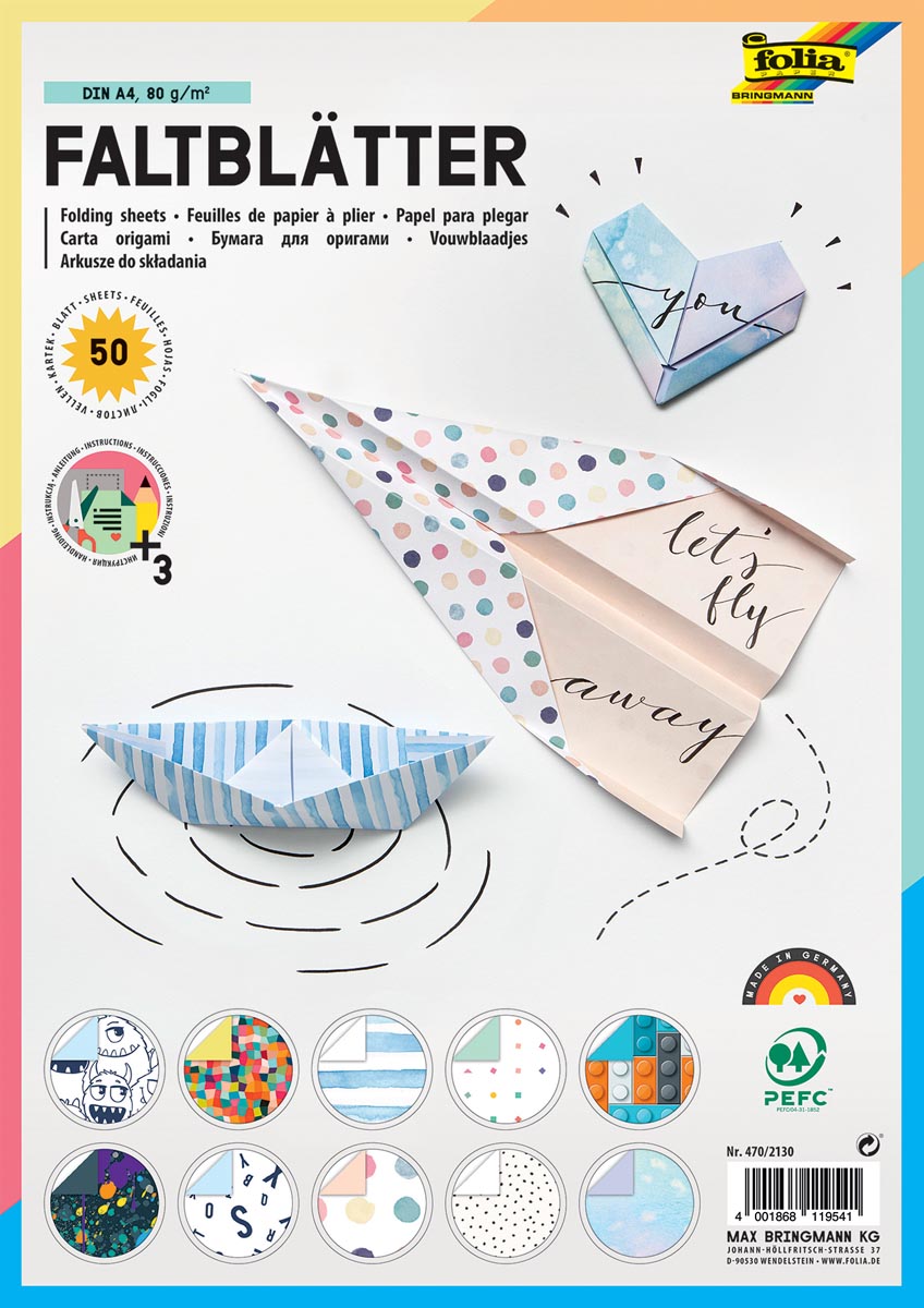 Folia vouwpapier ft A4, pak met 50 vel Folia vouwpapier ft A4, pak met 50 vel