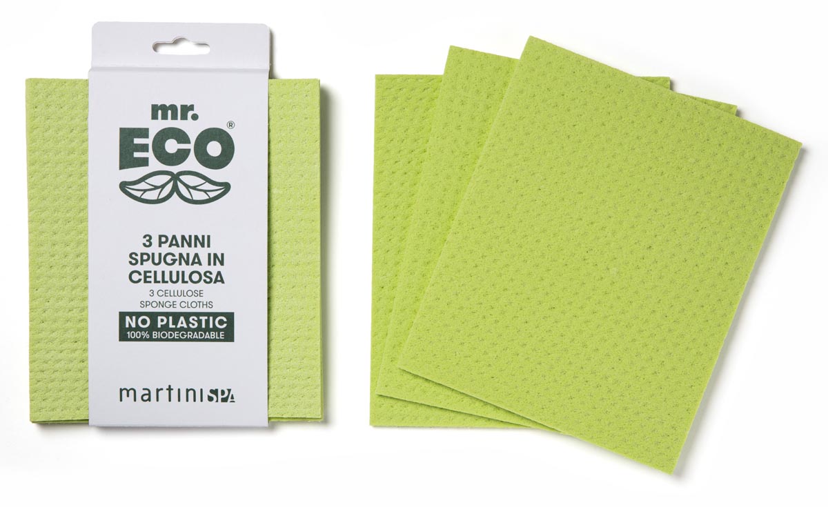 Mr. Eco vaatdoekjes ft 19,5 x 16,5 cm, van plantaardige cellulose, pak van 3 stuks afbeelding