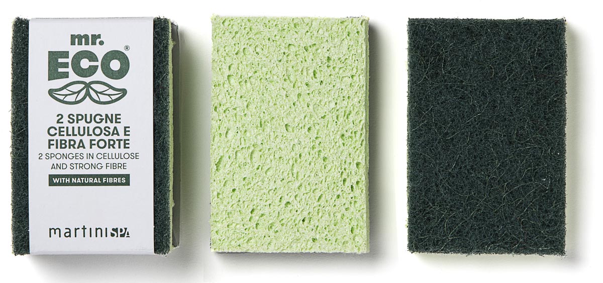 Mr. Eco schuurspons ft 9,8 x 6,8 x 2 cm, met stevige vezels, pak van 2 stuks afbeelding