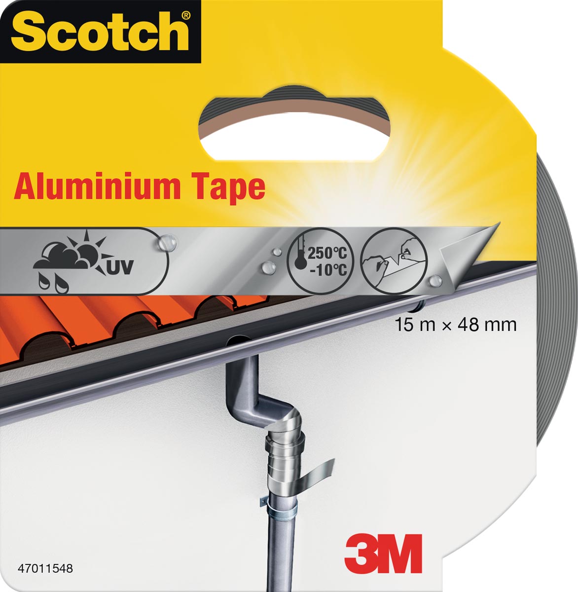 Scotch reparatieplakband aluminium, ft 48 mm x 15 m, blisterverpakking Scotch reparatieplakband aluminium, ft 48 mm x 15 m, blisterverpakking