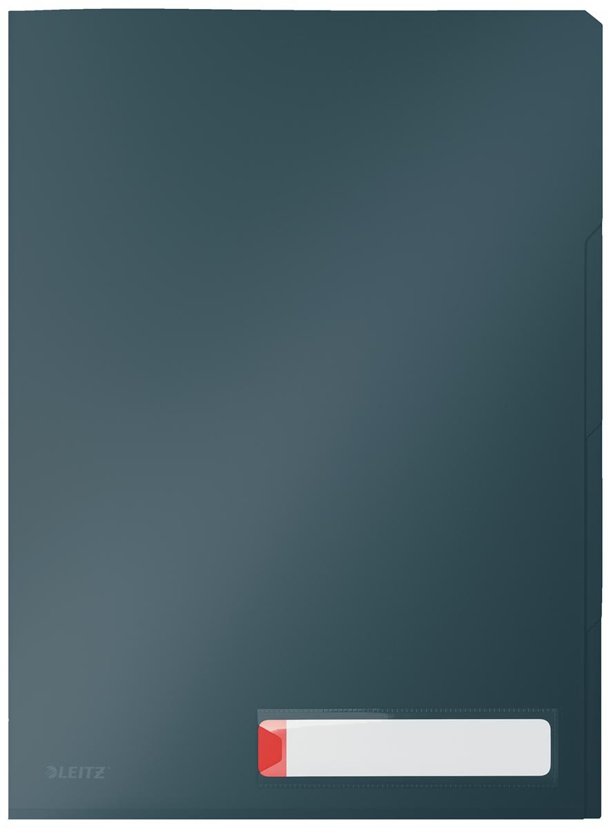 Leitz Cosy L-map met tabbladen, 3 compartimenten, ft A4, PP van 200 micron, ondoorzichtig, grijs afbeelding