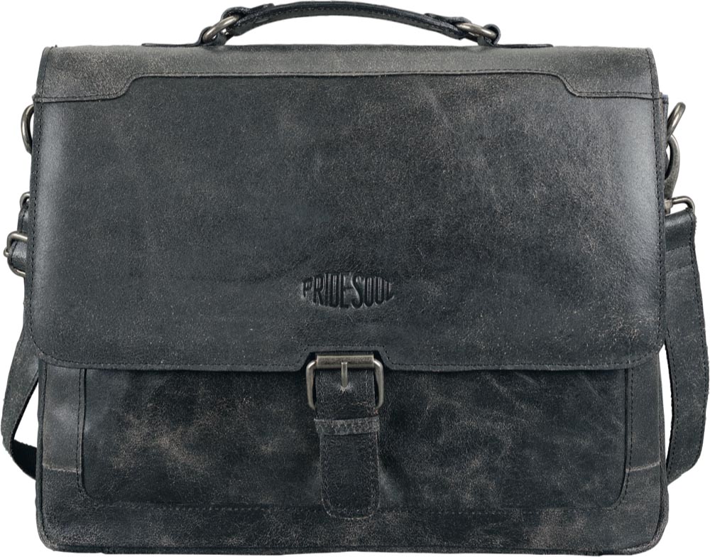 Aktentas SCRATCH met compartiment voor laptop (15 inch), zwart, leder