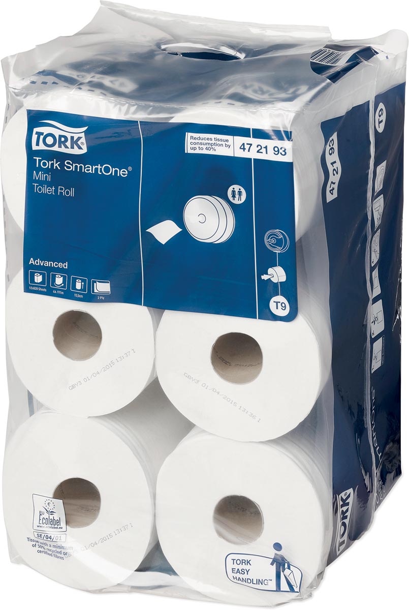 Tork toiletpapier SmartOne Mini, 2-laags, 111 meter, systeem T9, pak van 12 rollen afbeelding