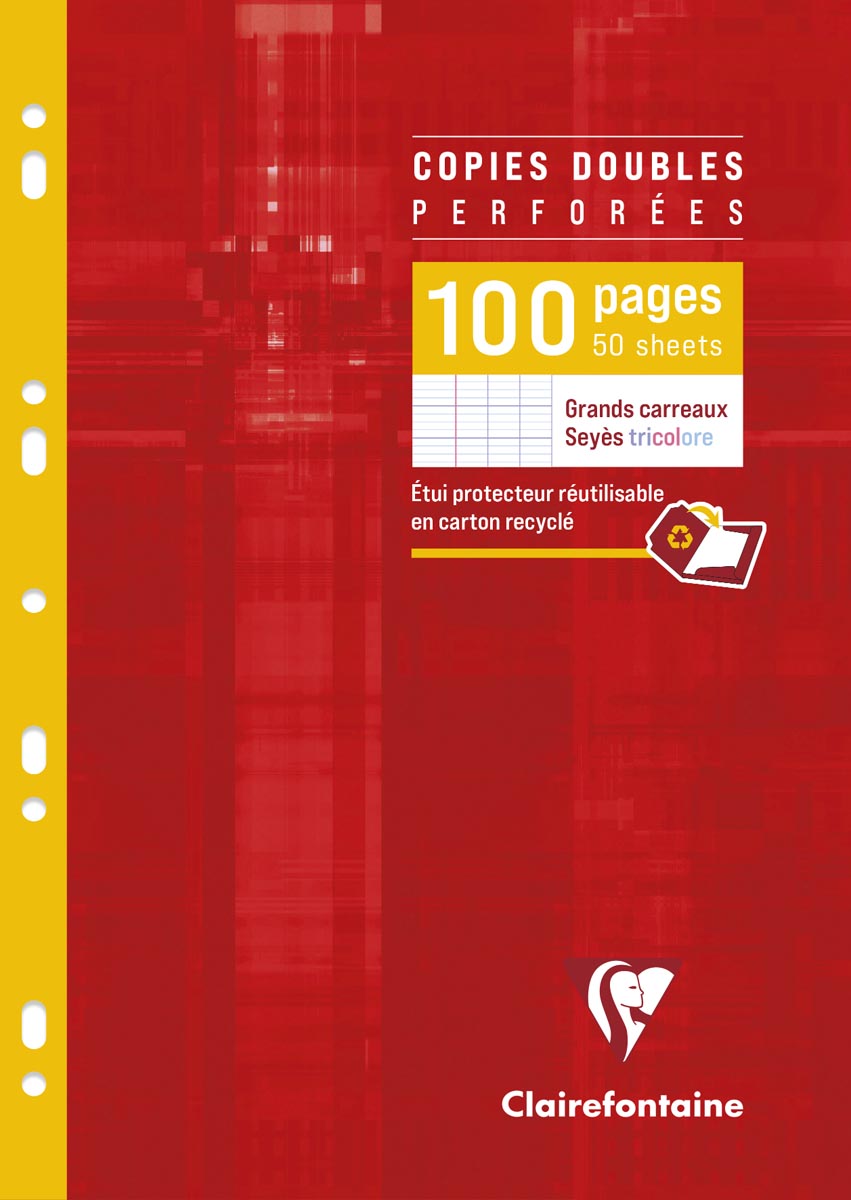 Clairefontaine ringbandinterieur Metric, ft A4, 9-gaatsperforatie, dubbel, 100 bladzijden, seyès afbeelding