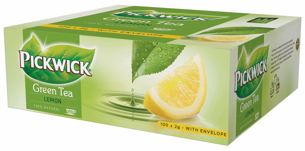 Pickwick thee, green tea lemon, pak van 100 stuks afbeelding