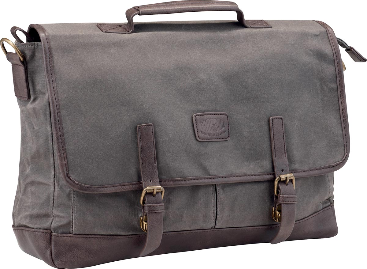 Pride and Soul Vegas Boekentas voor laptop (15 inch), grijs/bruin, canvas/imitatieleder