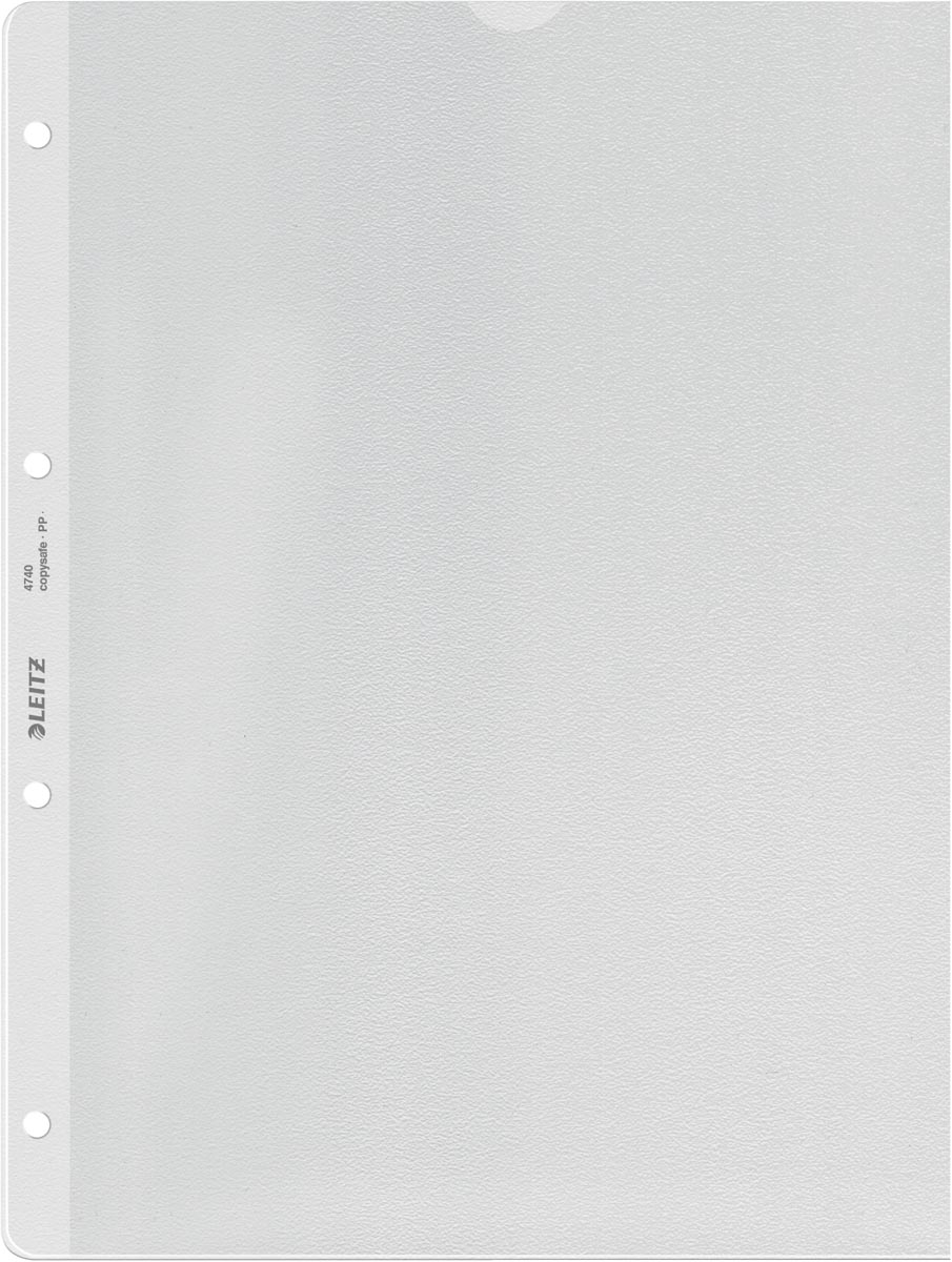 Leitz geperforeerde showtas Premium, ft A4, PVC, copy safe, transparant, pak van 100 stuks afbeelding