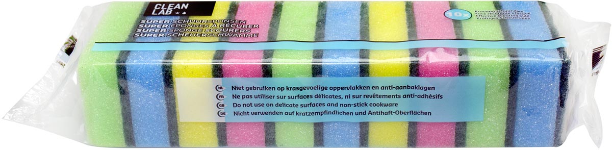 Aqualine schuurspons ft 9 x 6 x 3 cm, pak van 10 stuks