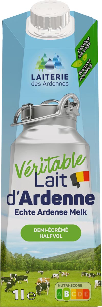 Laiterie des Ardennes echte Ardense melk, halfvolle melk, 1 liter, pak van 6 stuks