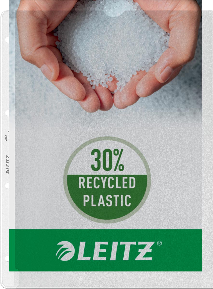 Leitz Premium Showtas A4 geopend, boven en links, 30% gerecycleerd plastic