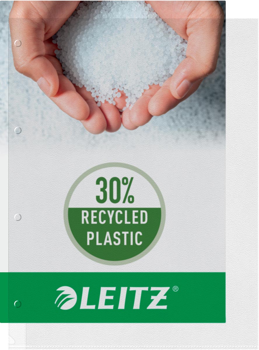 Leitz Premium Showtas A4 geopend, boven en links, 30% gerecycleerd plastic, pak van 100 stuks