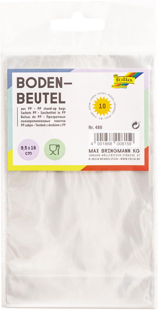 Folia Doorzichtige zakjes ft 95 x 160 mm, pak van 100 stuks afbeelding