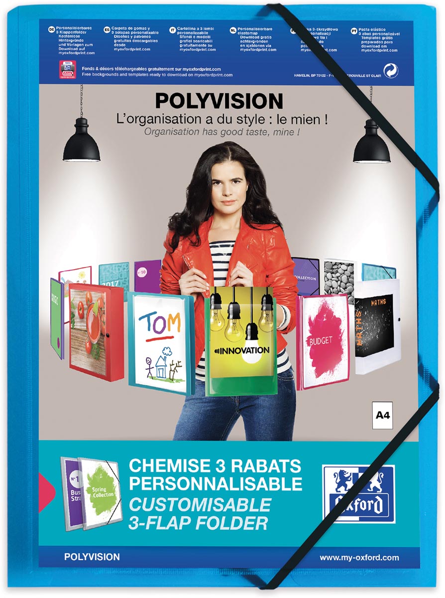 OXFORD Polyvision elastomap, formaat A4, uit PP, transparant blauw afbeelding