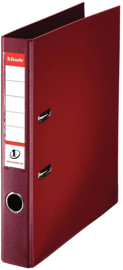 Classeur Professionnel Samsill 3 Anneaux 1,27 Cm - Couverture Cuir Bordeaux - Dos Courbé - Poches Intérieures