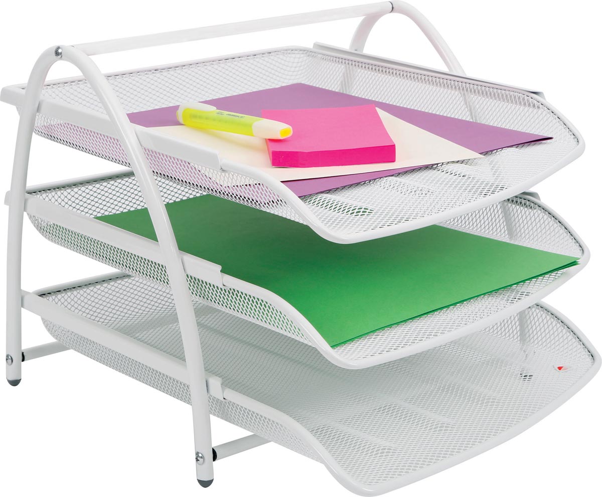 Alba set met 3 brievenbakjes in mesh metaal, voor ft A4, wit