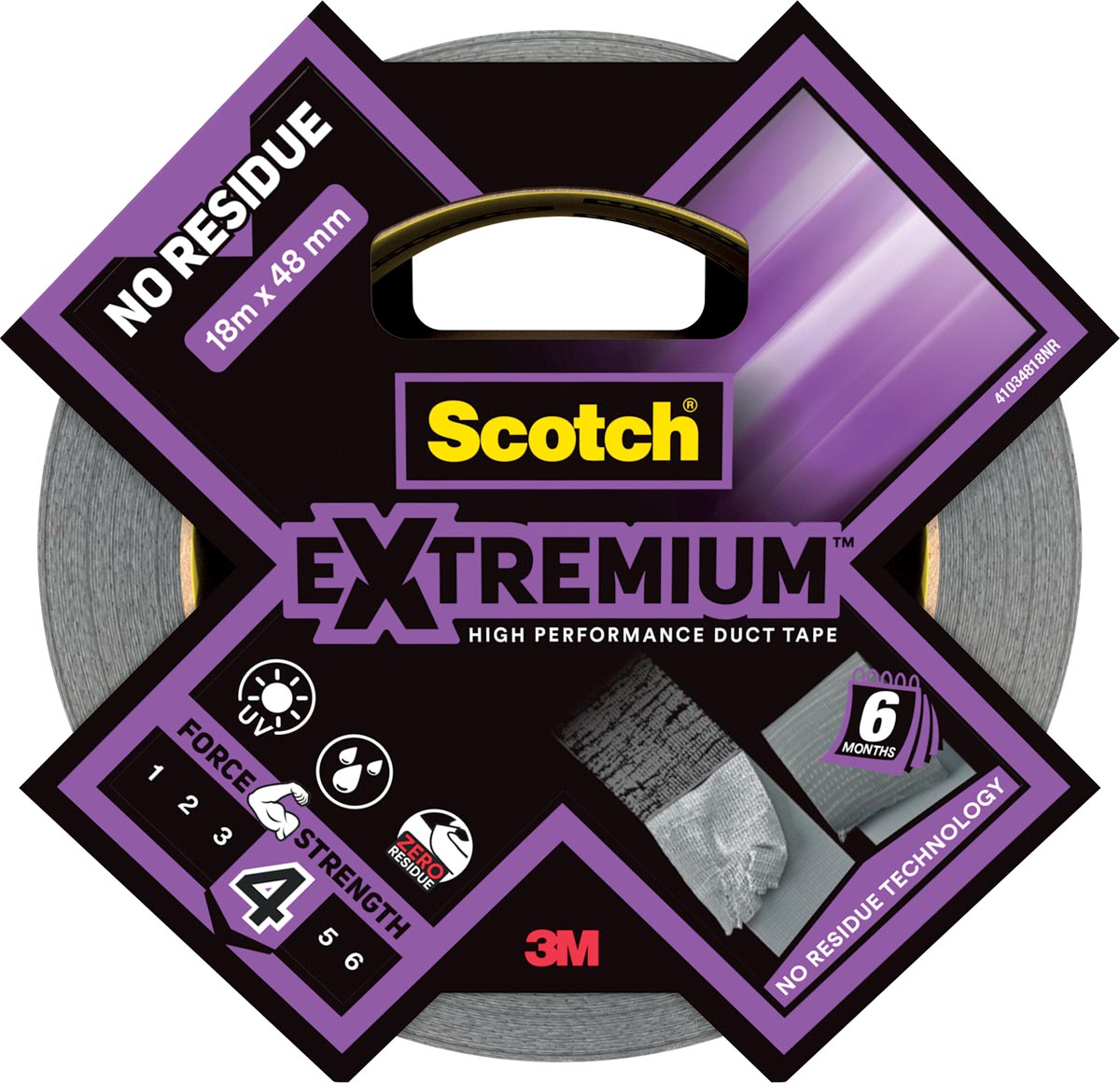 Scotch krachtige ducttape Extremium No Residue, ft 48 mm x 18,2 m, zilver