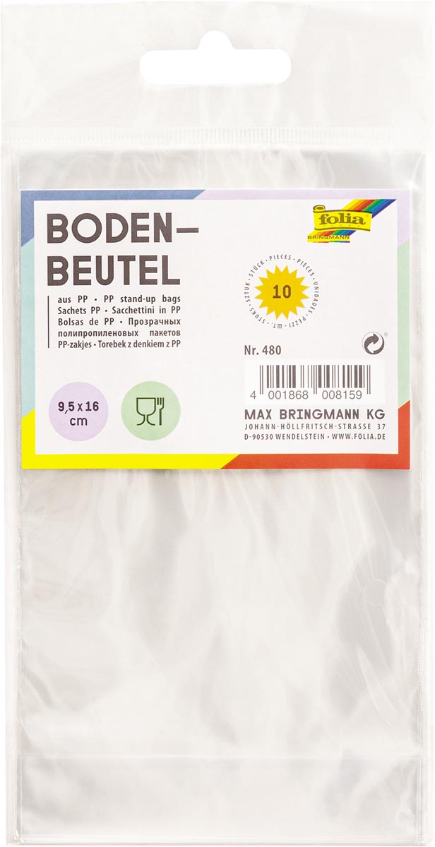 Folia Doorzichtige zakjes ft 115 x 190 mm, pak van 10 stuks